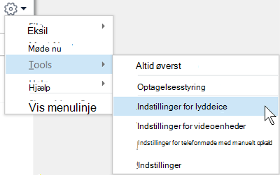 Et skærmbillede, som viser menuen Indstillinger med indstillingen Lydenheder markeret.
