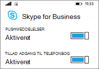 Modtag pushmeddelelser, og søg i din telefon, når du søger efter kontakter