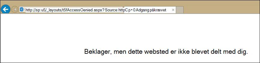 Skærmbillede af fejlmeddelelsen