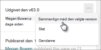 Sammenlign med valgte version