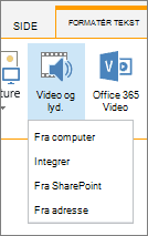 Knappen Indsæt video eller lyd på redigeringsbåndet