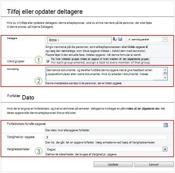 Ændringsformular for fremtidige opgaver