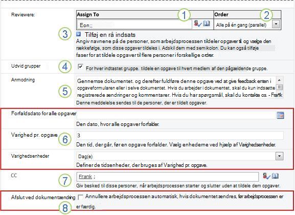 Anden side i tilknytningsformularen med nummererede bobler