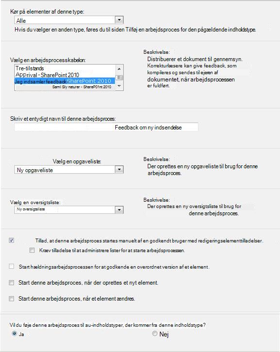 Første side i initieringsformularen