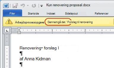Teksten Gennemse på meddelelseslinjen i elementet
