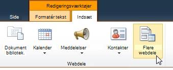 Klik på Flere webdele