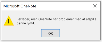 OneNote har desværre problemer med at afspille denne lydfil.