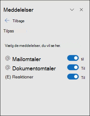 Ruden Meddelelsesindstillinger i Outlook