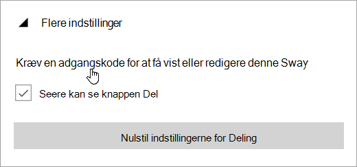 Skærmbillede af menuen Flere indstillinger