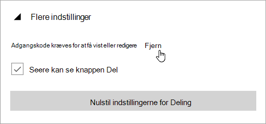 Skærmbillede af menuen Flere indstillinger