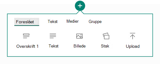 Hvilken type indhold, du vil tilføje