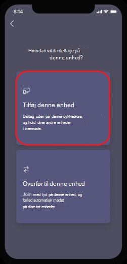 føj denne enhed til møde