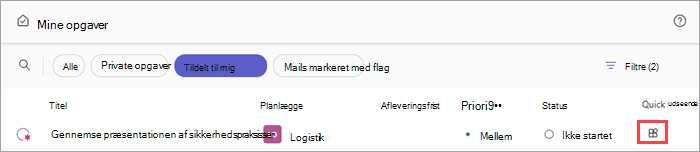 Eksempel på en appdrevet opgave i Mine opgaver i Planner-appen i Teams