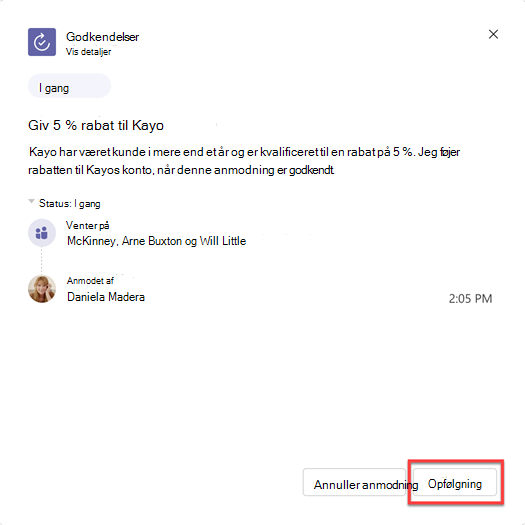 Godkendelsesdetaljer for Microsoft Teams