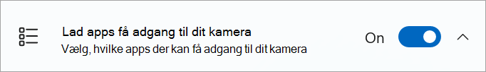 Kameradeling er slået til i Windows-enhedsindstillinger.
