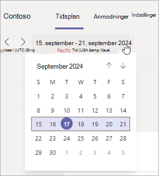 Rediger datointervallet for planlægningsvisningen i Vagter.