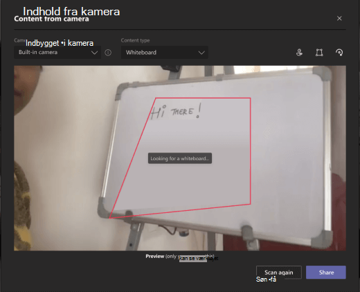 Registrer et whiteboard med kamera