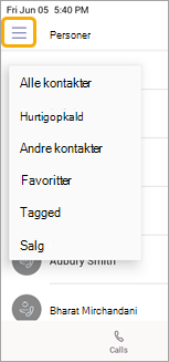 Menuen Opkaldsgrupper