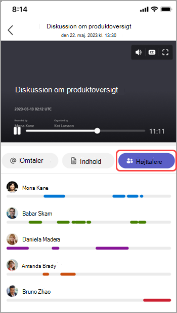 Se talere i opsummering af Teams-møde.
