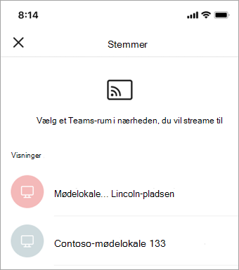 Vælg en tilgængelig skærm