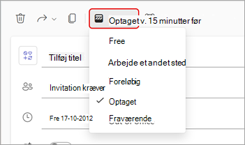 Skærmbillede af rullemenuen for Vist som statusser i et Teams-møde.