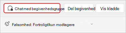 Skærmbillede, der viser, hvordan du starter en gruppechat for begivenheder.