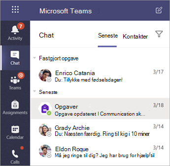 En studerendes private chats i Teams
