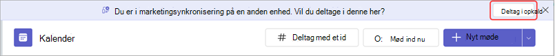 Bannermeddelelse med knap til at deltage i mødet