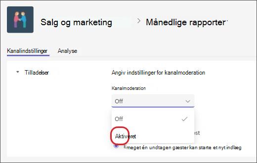 slå kanalmoderation til