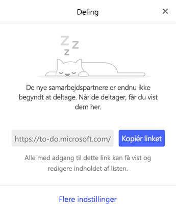Skærmbillede, der viser menuen Deling
