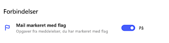 Skærmbillede, der viser mails markeret med flag som aktiveret i Indstillinger under Forbindelser