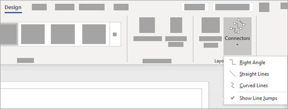 På fanen Design skal du vælge Forbindelser, og vælge den type forbindelser, du vil bruge.