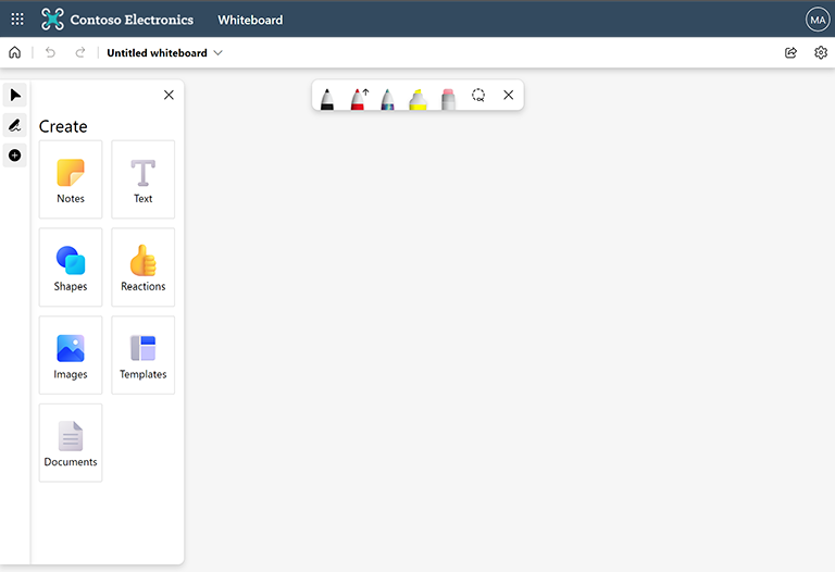 Værktøjer til oprettelse af Whiteboard