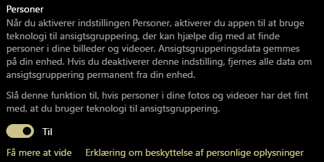 Viser til/fra-knappen for indstillingen Personer.