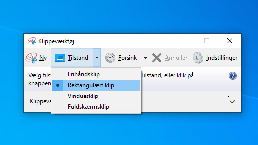 Indstillinger for klippeværktøjets tilstand