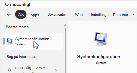 Søg i MSConfig.