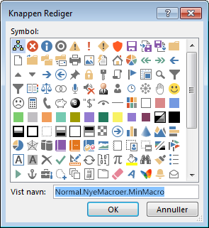 Knapindstillinger i feltet Rediger knap