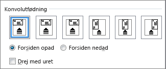 Diagram over indstillinger for indføring af konvolutter i printeren