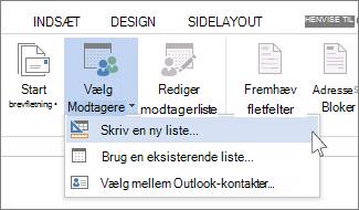 Kommandoen Skriv en ny liste