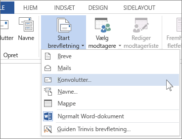 Menuen Start brevfletning