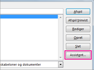 Knappen Arranger i feltet Vis makroer