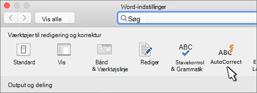knappen Word til Mac autokorrektur