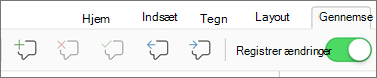 Menuen Kommentarer under fanen Gennemse