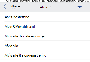 Afvis registrerede ændringer