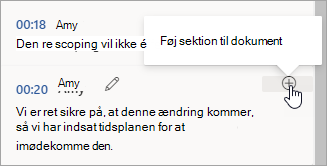 Markér Føj sektion til dokument