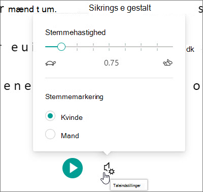 Forenklet læser stemmeindstillinger