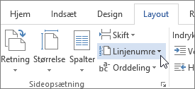 Linjenumre i gruppen Sideopsætning