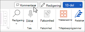 Knappen Kommentarer over båndet