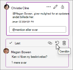 Knappen Genåbn løst meddelelse