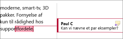 En kommentar i margenen er fremhævet